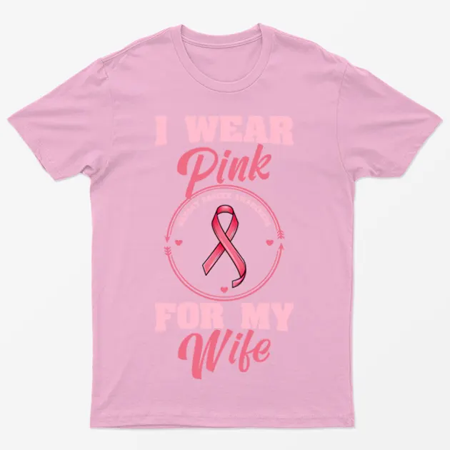 Light Pink I Support My Wife Cancer Awareness T-Shirt
