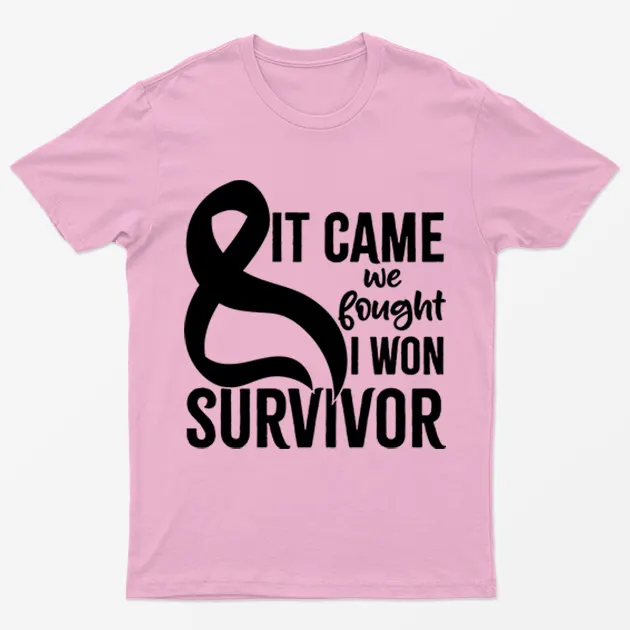Light Pink It Came We Fought I Won Breast Cancer T-Shirt