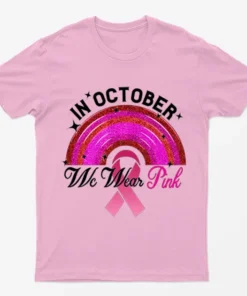 Light Pink Pink Rainbow Breast Cancer Awareness T-Shirt