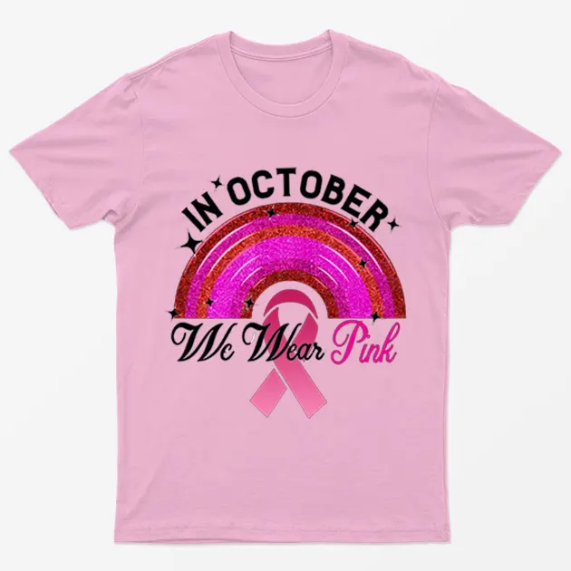 Light Pink Pink Rainbow Breast Cancer Awareness T-Shirt