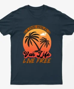 Navy Blue Live Wild Camping Graphic T-Shirt