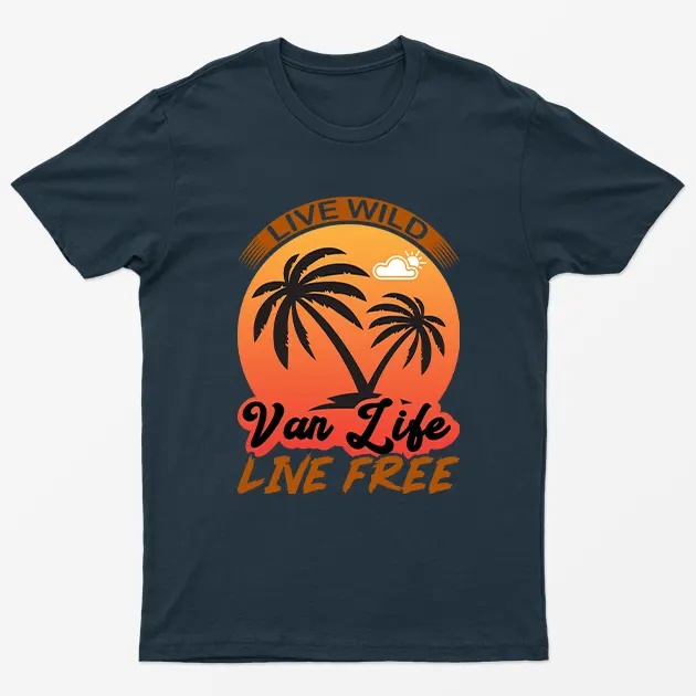 Navy Blue Live Wild Camping Graphic T-Shirt