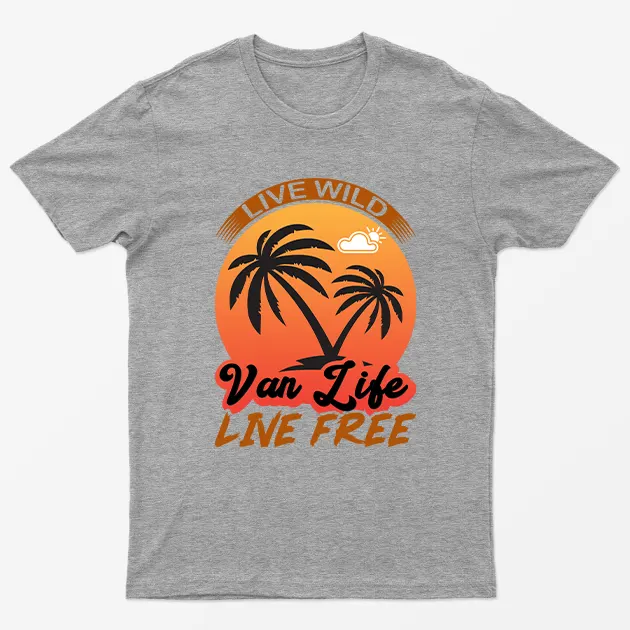 Sport Grey Live Wild Camping Graphic T-Shirt