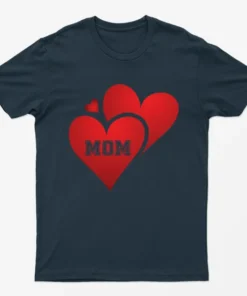 Navy Blue Love Heart Mom T-Shirt