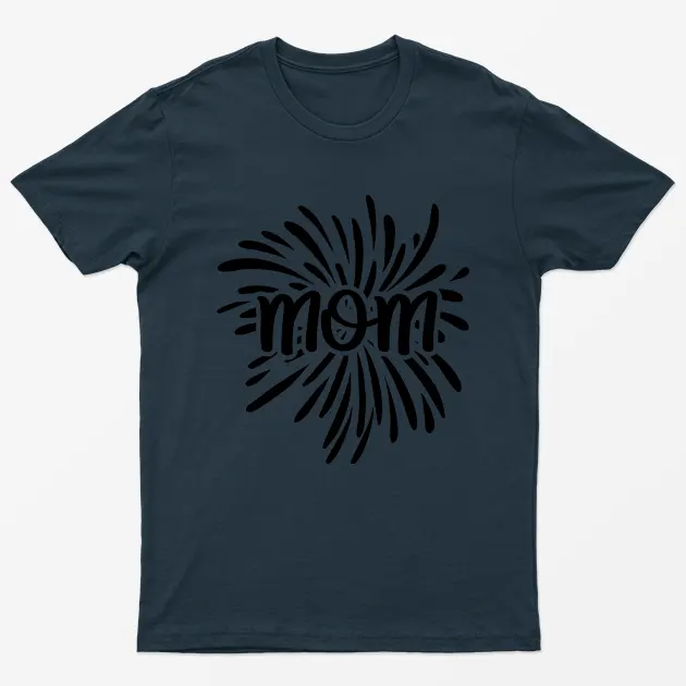 Navy Blue Love Mom Graphic T-Shirt