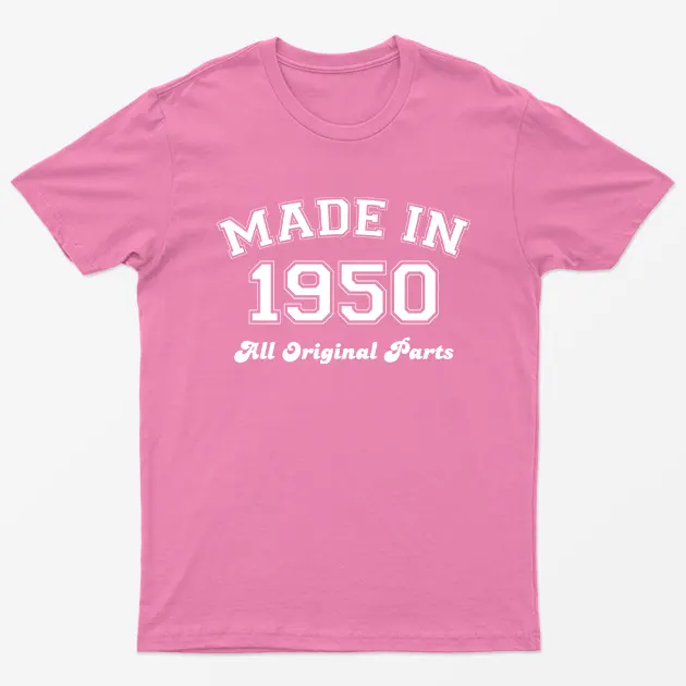 Made in 1950 All Original Parts T-Shirt 74th Birthday Gift