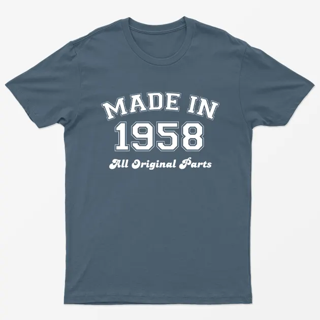 Made in 1958 All Original Parts T-Shirt 66th Birthday Gift