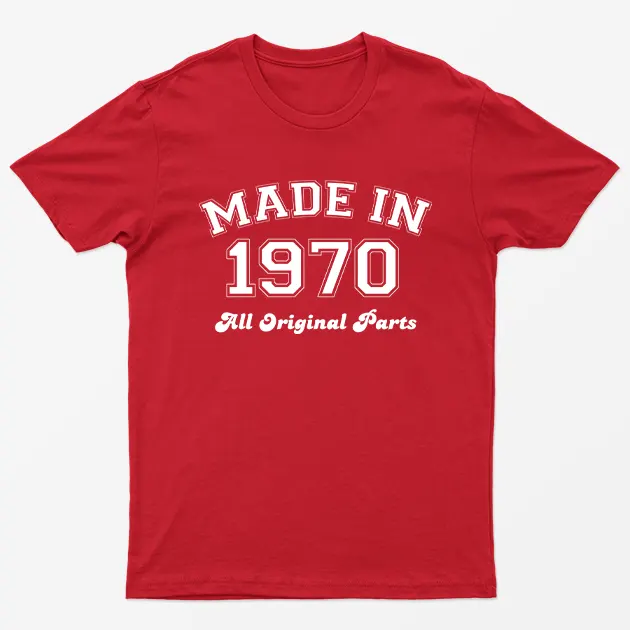 Made in 1970 All Original Parts T-Shirt 54th Birthday Gift