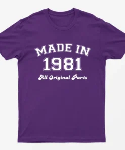 Purple Made in 1981 All Original Parts T-Shirt
