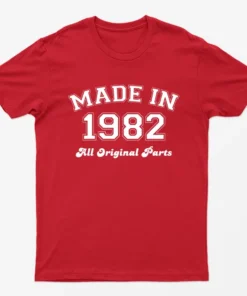 Red Made in 1982 All Original Parts T-Shirt