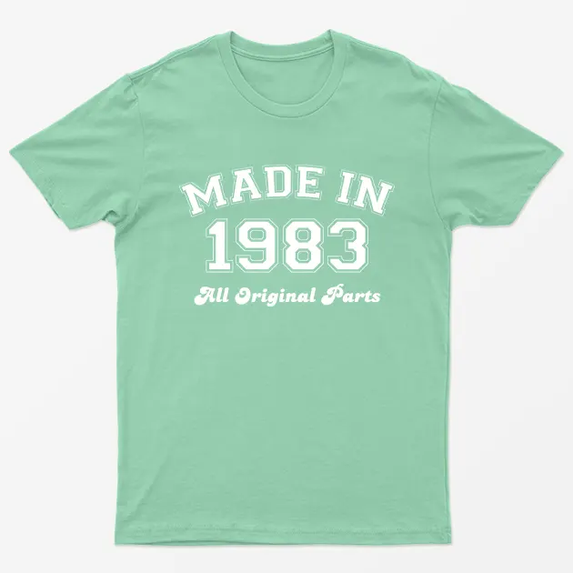 Mint Green Made in 1983 All Original Parts T-Shirt