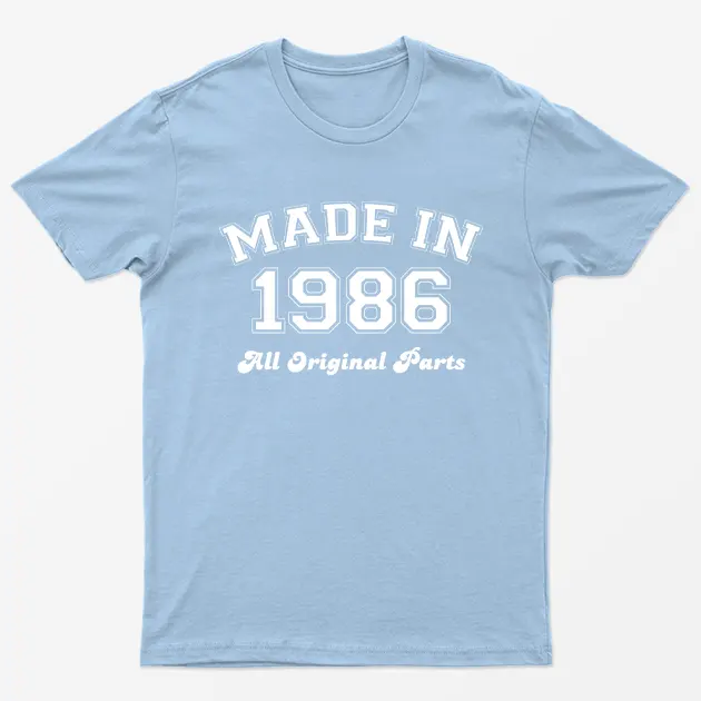 Light Blue Made in 1986 All Original Parts T-Shirt