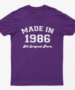 Purple Made in 1986 All Original Parts T-Shirt