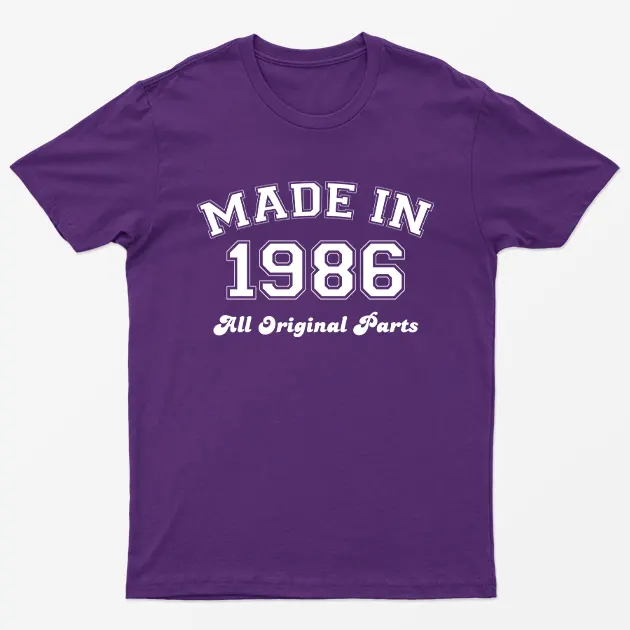 Purple Made in 1986 All Original Parts T-Shirt