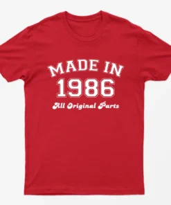 Red Made in 1986 All Original Parts T-Shirt