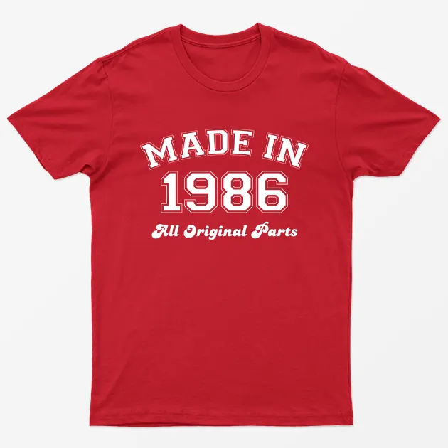 Red Made in 1986 All Original Parts T-Shirt
