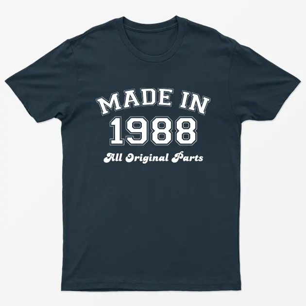 Navy Blue Made in 1988 All Original Parts T-Shirt