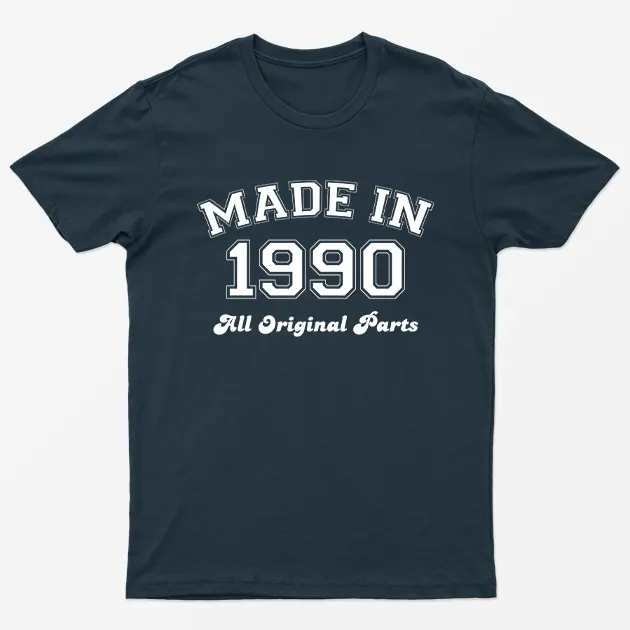 Navy Blue Made in 1990 All Original Parts T-Shirt