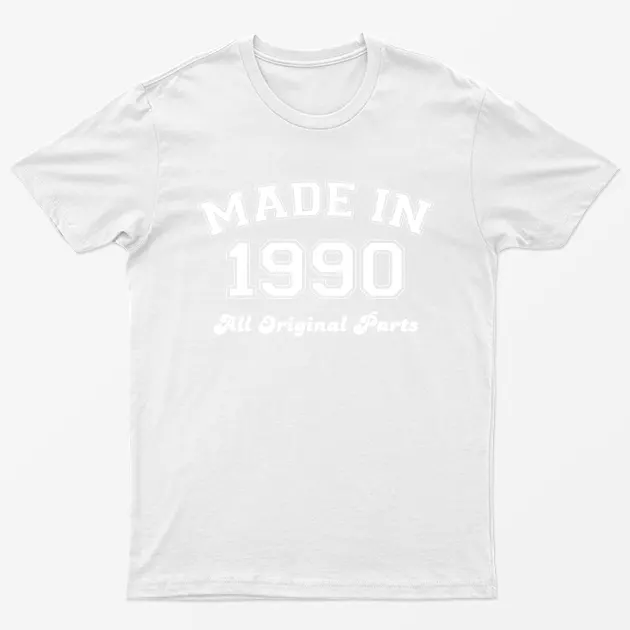 White Made in 1990 All Original Parts T-Shirt