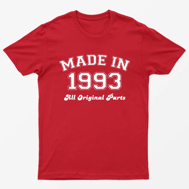 Red Made in 1993 All Original Parts T-Shirt