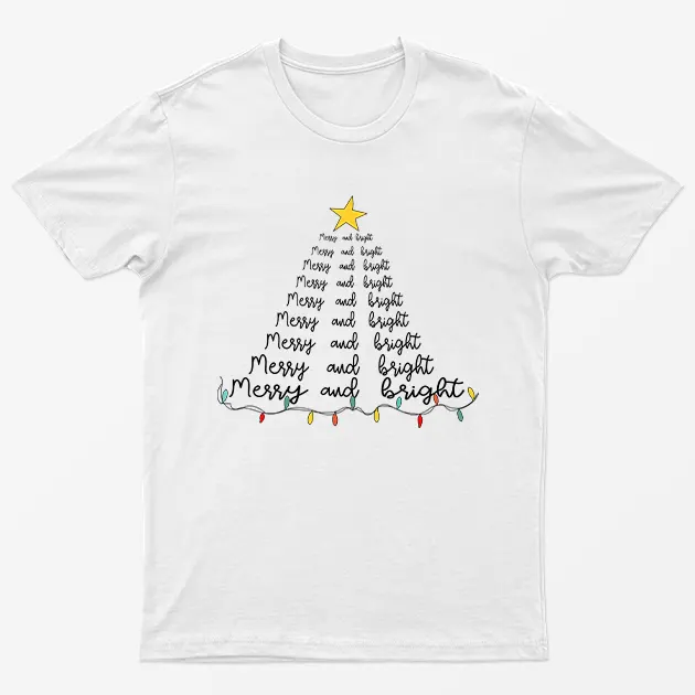 White Merry And Bright Christmas Tree T-Shirt