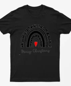 Black Merry Christmas Rainbow T-Shirt