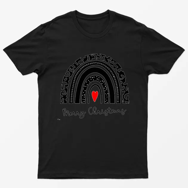 Black Merry Christmas Rainbow T-Shirt