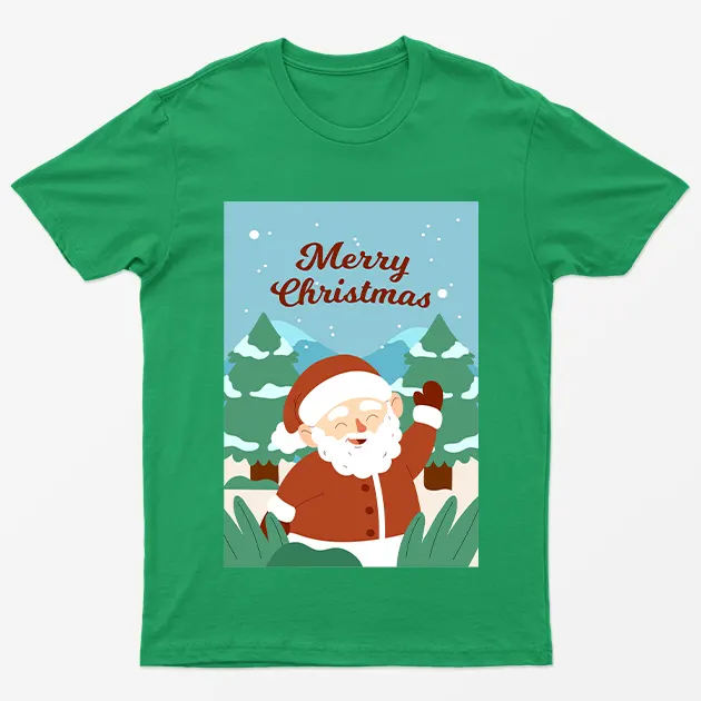 Irish Green Merry Christmas Santa Graphic T-Shirt