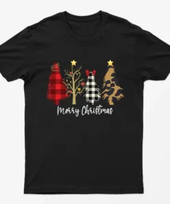 Black Merry Christmas Trees T-Shirt