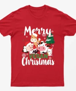 Red Merry Vegan Christmas T-Shirt