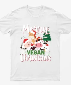 White Merry Vegan Christmas T-Shirt