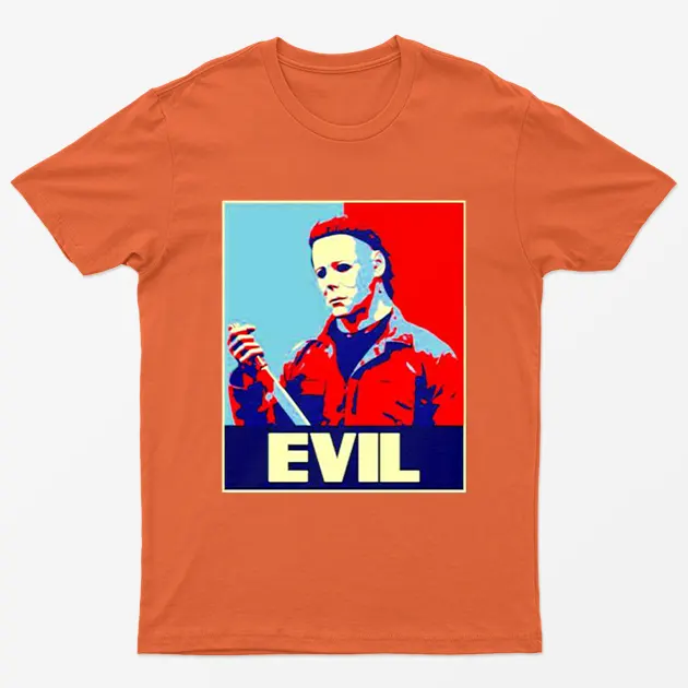 Orange Micheal Myers Evil Story Halloween T-Shirt