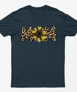 Navy Blue Mom Flower T-Shirt