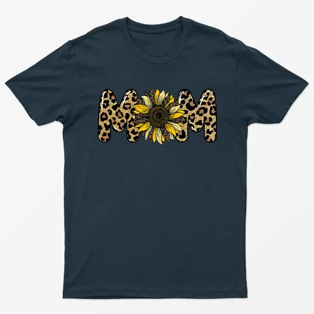Navy Blue Mom Flower T-Shirt