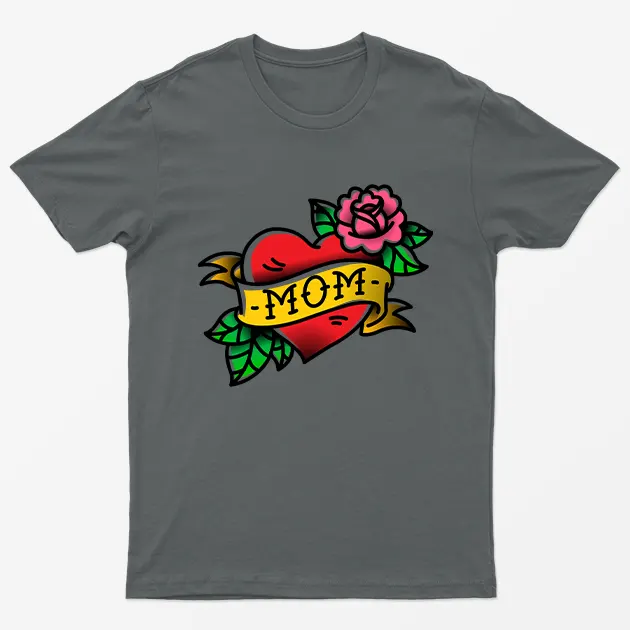 Charcoal Mom Heart Graphic T-Shirt