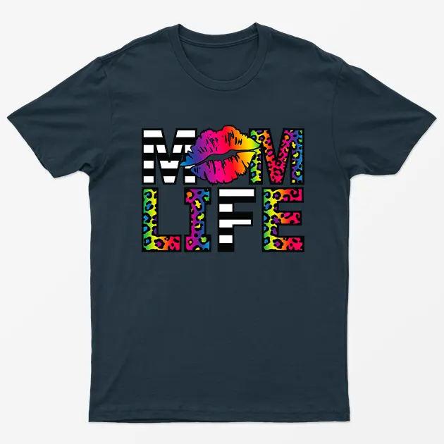 Navy Blue Mom Life Mothers Day T-Shirt