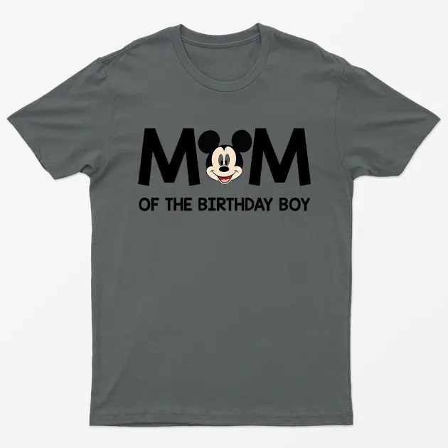 Charcoal Mom Of The Birthday Boy Mother Day Graphic T-Shirt
