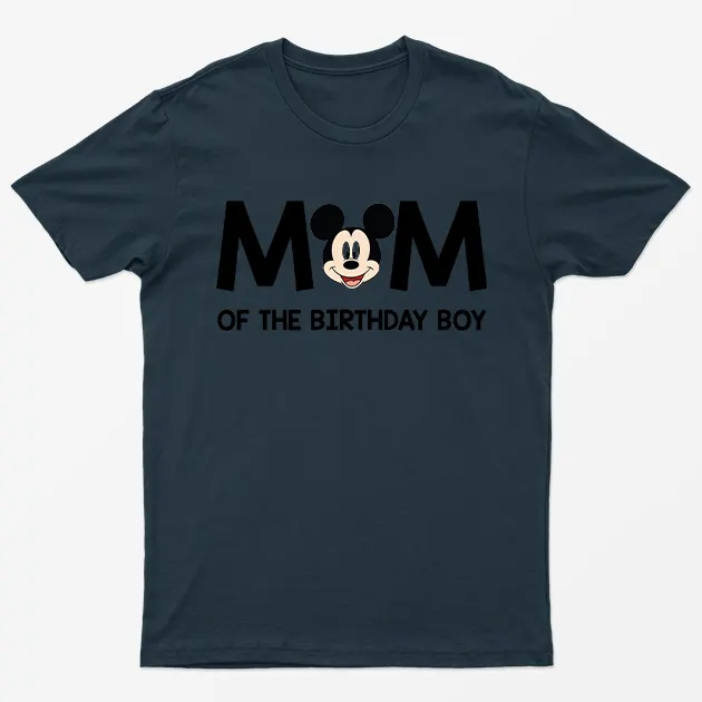 Navy Blue Mom Of The Birthday Boy Mother Day Graphic T-Shirt