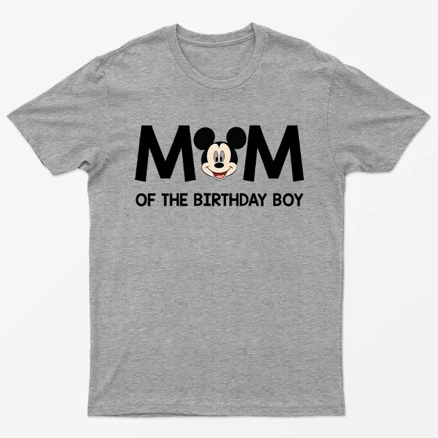 Sport Grey Mom Of The Birthday Boy Mother Day Graphic T-Shirt