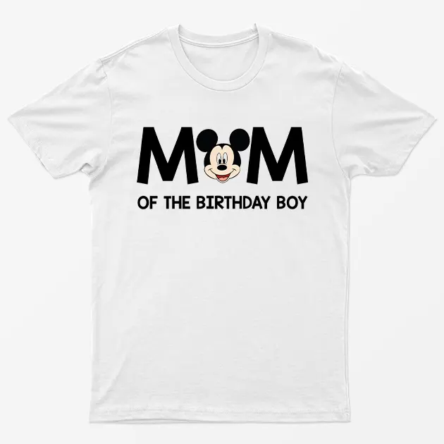 White Mom Of The Birthday Boy Mother Day Graphic T-Shirt