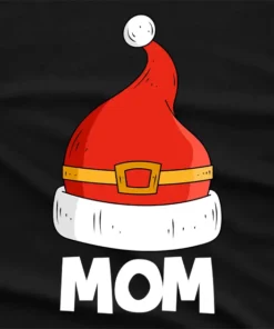 Mom Red Santa Hat Graphic T-Shirt