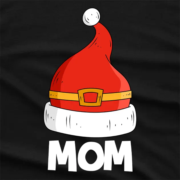 Mom Red Santa Hat Graphic T-Shirt