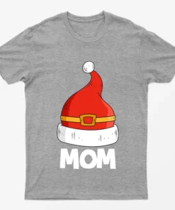 Sport Grey Mom Red Santa Hat Graphic T-Shirt