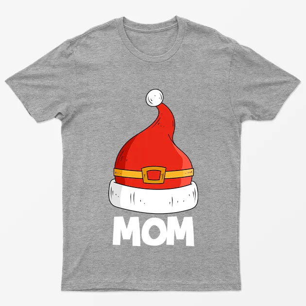 Sport Grey Mom Red Santa Hat Graphic T-Shirt