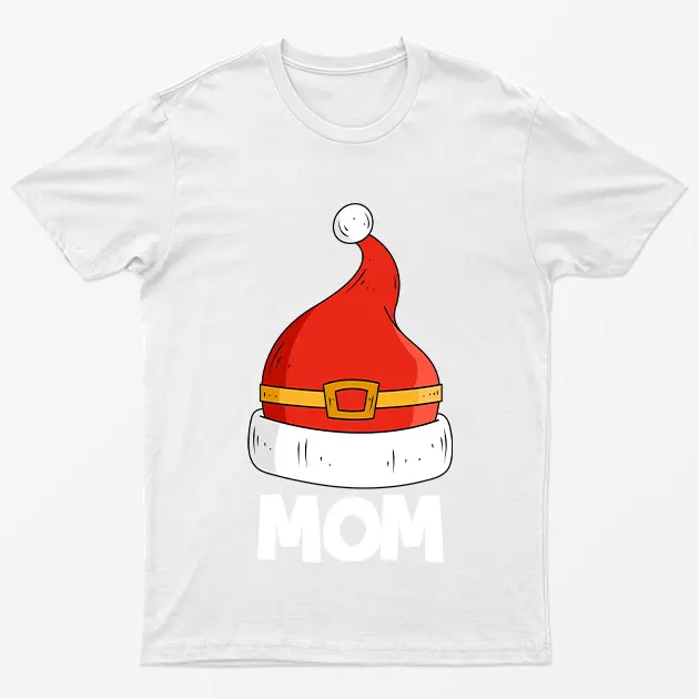 White Mom Red Santa Hat Graphic T-Shirt