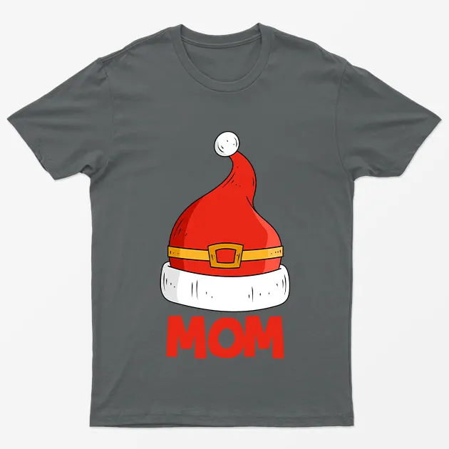 Charcoal Mom Red Santa Hat T-Shirt