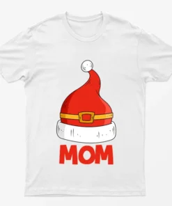 White Mom Red Santa Hat T-Shirt