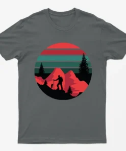 Charcoal Mountain Hiking Camping Graphic T-Shirt