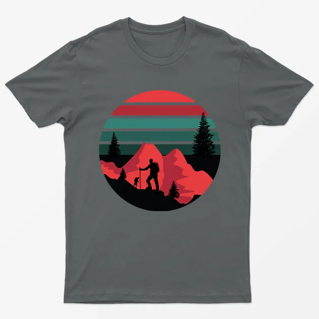 Charcoal Mountain Hiking Camping Graphic T-Shirt