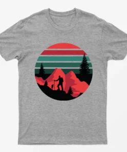 Sport Grey Mountain Hiking Camping Graphic T-Shirt